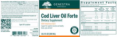 Photo of the Genestra Brands Cod Liver Oil Forte label