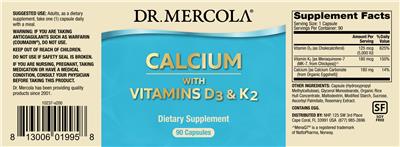 Photo of the Dr. Mercola Calcium with Vitamins D3 & K2 label