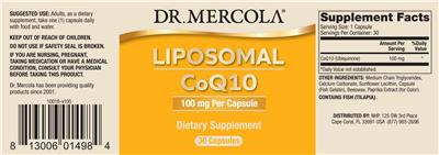 Photo of the Dr. Mercola Liposomal CoQ10 100 mg label
