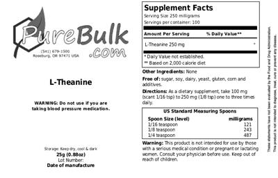 Photo of the PureBulk.com L-Theanine label
