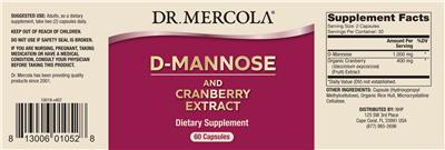 Photo of the Dr. Mercola D-Mannose and Cranberry Extract label