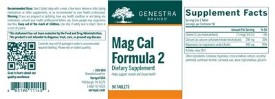 Photo of the Genestra Brands Mag Cal Formula 2 label