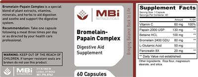 Photo of the MBi Nutraceuticals Bromelain-Papain Complex label