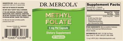 Photo of the Dr. Mercola Methyl Folate label