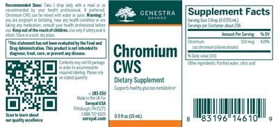 Photo of the Genestra Brands Chromium CWS label