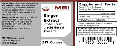 Photo of the MBi Nutraceuticals Ginger Extract label