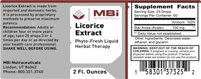 Photo of the MBi Nutraceuticals Licorice Extract label