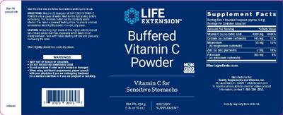 Photo of the Life Extension Buffered Vitamin C Powder label