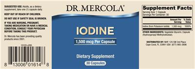 Photo of the Dr. Mercola Iodine 1,500 mcg label