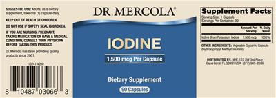 Photo of the Dr. Mercola Iodine 1,500 mcg label