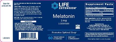 Photo of the Life Extension Melatonin 3 mg Lozenges label