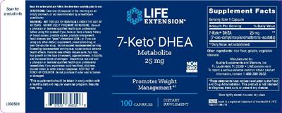 Photo of the Life Extension 7-Keto DHEA Metabolite 25 mg label
