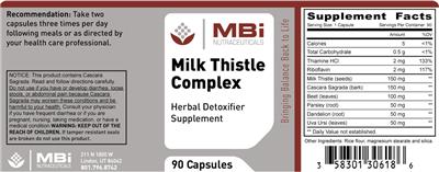 Photo of the MBi Nutraceuticals Milk Thistle Complex label