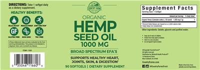 Photo of the Country Farms Organic Hemp Seed Oil 1000 mg label