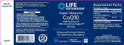 Photo of the Life Extension Super Ubiquinol CoQ10 with Enhanced Mitochondrial Support 50 mg label