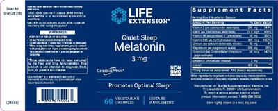Photo of the Life Extension Quiet Sleep Melatonin 3 mg label