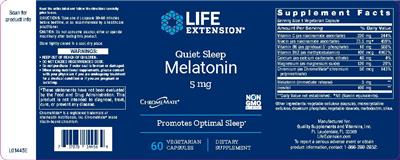 Photo of the Life Extension Quiet Sleep Melatonin 5 mg label