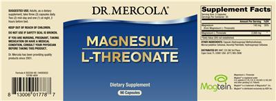 Photo of the Dr. Mercola Magnesium L-Threonate label