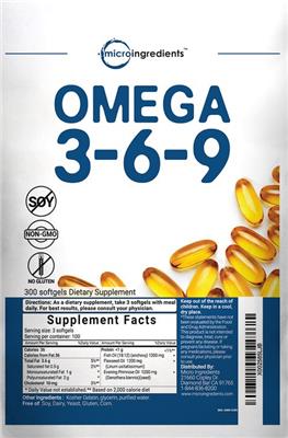 Photo of the Micro Ingredients Omega 3-6-9 label