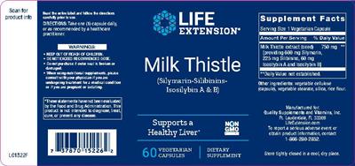 Photo of the Life Extension Milk Thistle label
