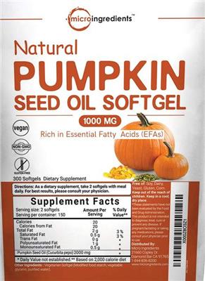 Photo of the Micro Ingredients Natural Pumpkin Seed Oil Softgel 1000 mg label