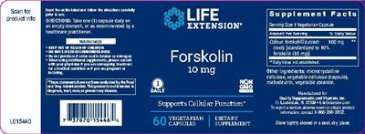 Photo of the Life Extension Forskolin 10 mg label