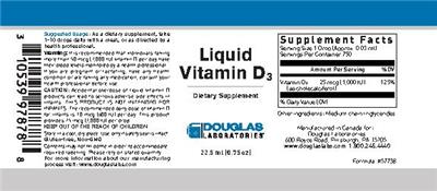 Photo of the Douglas Laboratories Liquid Vitamin D3 label