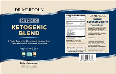 Product label for Mitomix Ketogenic Blend