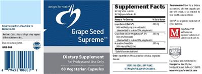 Photo of the Designs for Health Grape Seed Supreme label