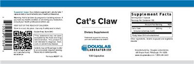 Photo of the Douglas Laboratories Cat's Claw label