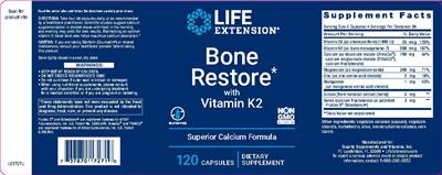 Photo of the Life Extension Bone Restore with Vitamin K2 label