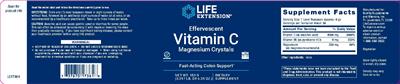 Photo of the Life Extension Effervescent Vitamin C Magnesium Crystals label