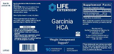 Photo of the Life Extension Garcinia HCA label