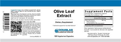 Photo of the Douglas Laboratories Olive Leaf Extract label