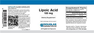 Photo of the Douglas Laboratories Lipoic Acid 100 mg label