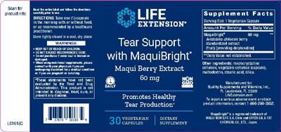 Photo of the Life Extension Tear Support with MaquiBright 60 mg label