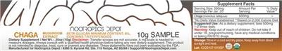 Photo of the Nootropics Depot Chaga Mushroom Extract label