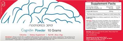 Photo of the Nootropics Depot Cognizin Powder label