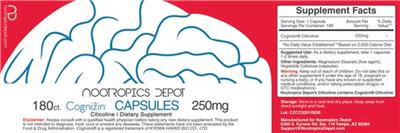 Photo of the Nootropics Depot Cognizin Capsules 250 mg label
