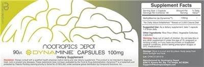 Photo of the Nootropics Depot DynaMine Capsules 100 mg label
