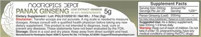 Photo of the Nootropics Depot Panax Ginseng Leaf Extract label