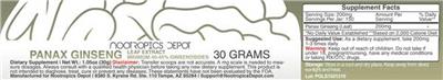 Photo of the Nootropics Depot Panax Ginseng Leaf Extract label