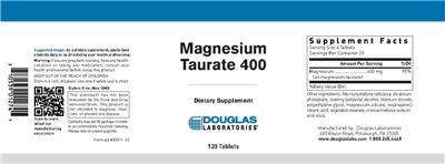Photo of the Douglas Laboratories Magnesium Taurate 400 label