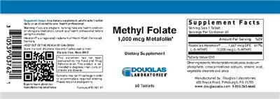Photo of the Douglas Laboratories Methyl Folate label