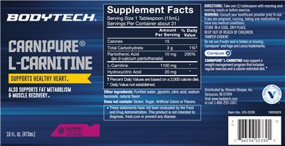 Photo of the BodyTech Carnipure L-Carnitine Raspberry label