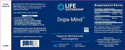 Photo of the Life Extension Dopa-Mind label