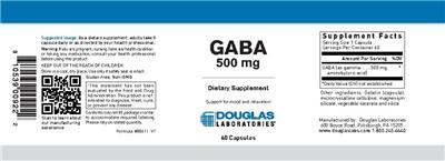 Photo of the Douglas Laboratories GABA 500 mg label