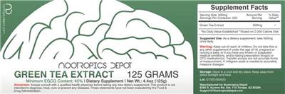 Photo of the Nootropics Depot Green Tea Extract 125 grams label