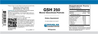 Photo of the Douglas Laboratories GSH 250 label