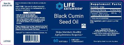 Photo of the Life Extension Black Cumin Seed Oil label